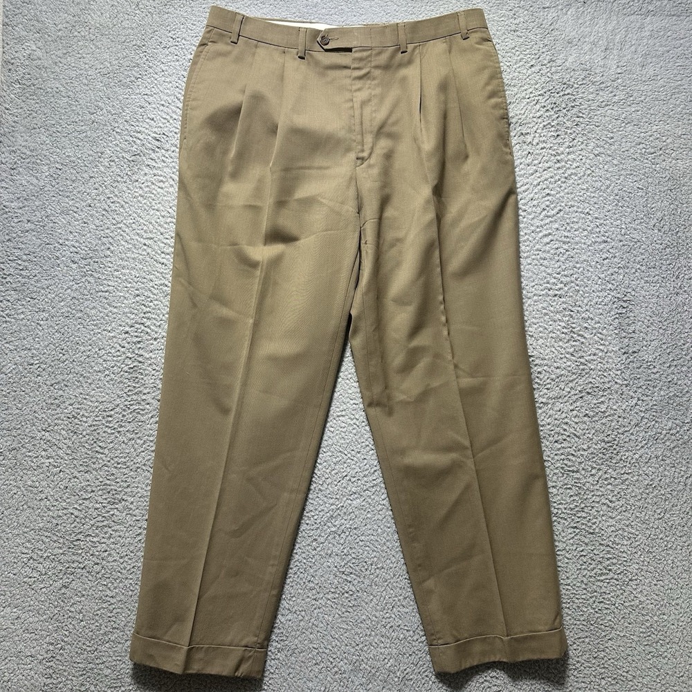 VINTAGE Ralph Lauren Pants Mens 36x30 Green Wool Pleated Trouser Slacks‎ Preppy